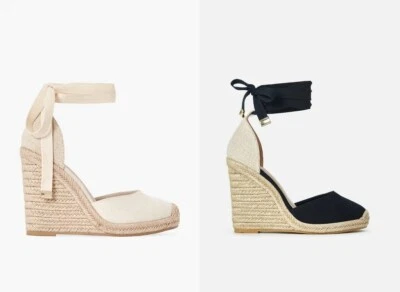 GENERIC Damen Frauen mittelhoher Keilabsatz Plateau Sandalen Knöchelriemen Espadrille Schuhe Größen