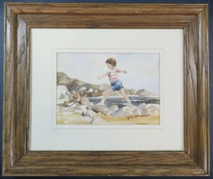 Aquarell Gemälde "Junge am Strand" Georgia Wade Edmondson Colorado Künstler  - Bild 1 von 7
