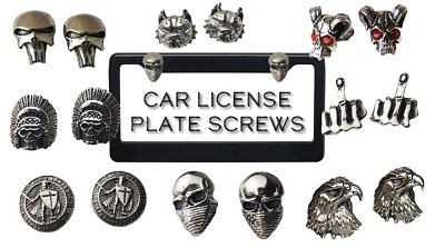 Car License Plate Screws & Frame Fasteners number tag Custom bolts skull eagle - Image 1 of 4