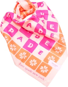 Kate Spade Japan Ltd Schal Signatur Blumen + Logo Seide & Baumwollmischung Pfirsich 59 cm - Bild 1 von 5