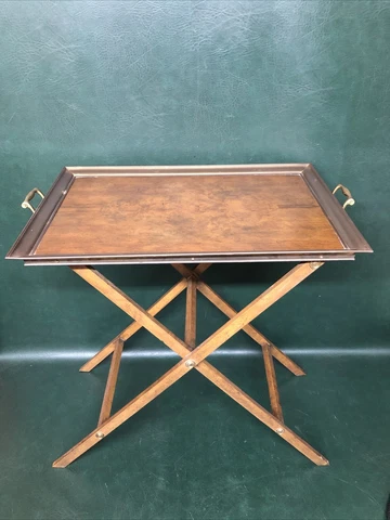 Baker Furniture Collector's Edition Butler's  Tray  Table ~Brass & Burl Wood Cover