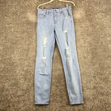 Aeropostale High Rise Jegging Jeans Women's Size 10 Long Blue Whisker Distressed