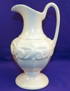 VINTAGE RED WING POTTERY 8.5" EWER PITCHER VASE CREAM W/ TURQUOISE INSIDE #1801 - Picture 1 of 10