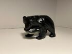 VTG Ainu S. Takahashi Hand Carved Bear &amp; Salmon Wooden Sculpture Made in Japan