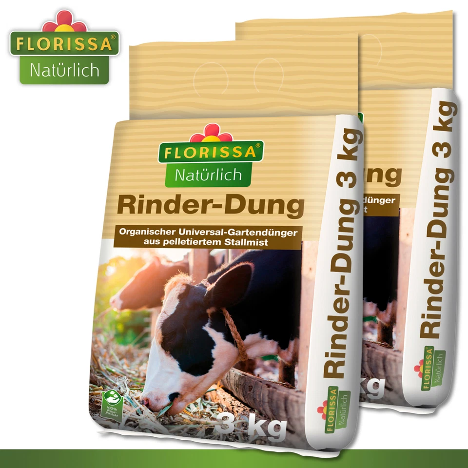 Florissa 2 x 3 kg Rinder-Dung Organischer Universal-Gartendünger Obst Gemüse - Bild 1 von 1