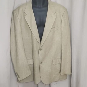 Blazer BIOS LE COLLEZIONI Mens Tan 100% Silk Suit Jacket Sz 48L Repub of Tunisia - Picture 1 of 6