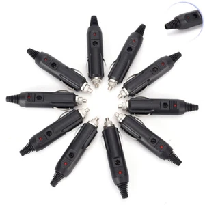 5Pcs/Set 12V Male Car Cigarette Lighter Socket Plug Connector + Fuse Red LED _ga - Picture 1 of 11