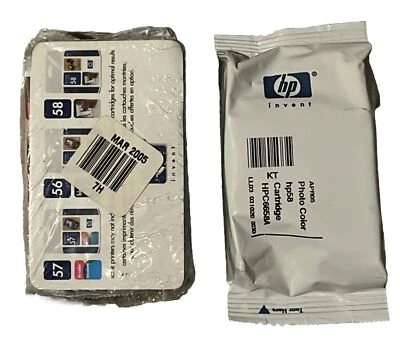 2 Genuine HP 58 Black 57 Tricolor Package COMBO 2 Ink Cartridges Exp 2005 - Image 1 of 4