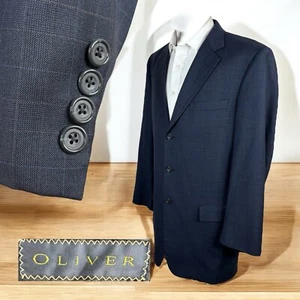 Oliver Sport Coat Jacket Mens 42R Blue Check Wool - Picture 1 of 11