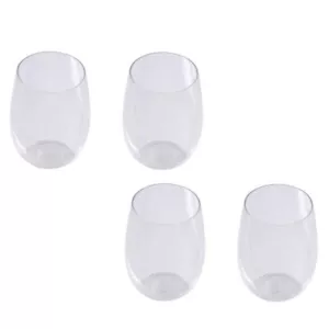 Set of 4 Clear Plastic Tumblers for Whiskey Stemless Glasses - Picture 1 of 12