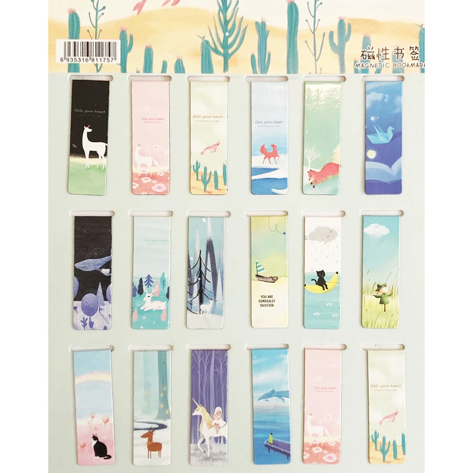 BARGAINS EXPRESS UK 18pc Girls Fantasy Dream Unicorn Whale Animals Magnetic Bookmarks With Magnet