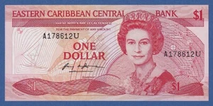 EAST CARIBBEAN STATES -- 1 DOLLAR ND ( 1988-89 ) -- ANGUILLA -- UNC -- PICK 21u - Picture 1 of 2