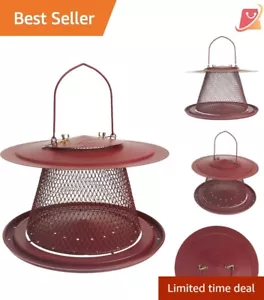 All-Metal Red Cardinal Bird Feeder - Holds 2.5 lb Seed, Collapsible for Storage - Picture 1 of 10