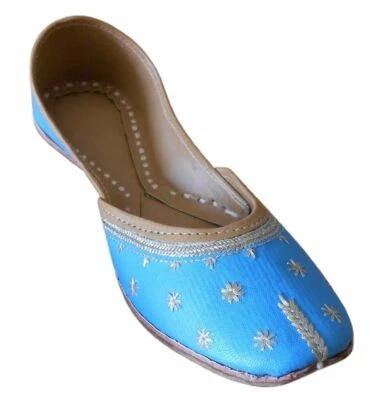 Zapatos de mujer Mojaries indios hechos a mano de cuero Jutties ballet planos EE. UU. 5,5-7,5 Foto 1 de 4