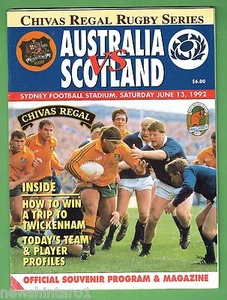 #EE. AUSTRALIA V SCOTLAND  RUGBY UNION PROGRAM  13/6/1992 - Picture 1 of 1