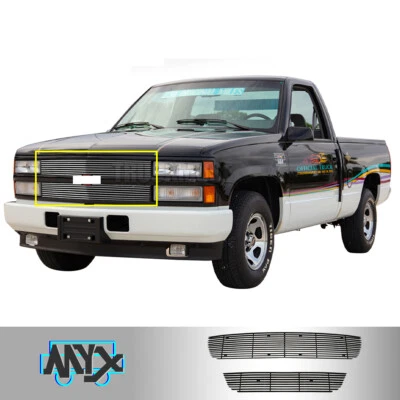 Billet Grille Fits 88-93 Chevy C/K Pickup/Suburban/Blazer Chrome Grill Insert Al Foto 1 de 4