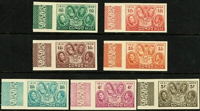 [st4282] Belgian Congo  1935 Scott#159/65 mnh Imperfored Kings of Belgium - Image 1 of 2