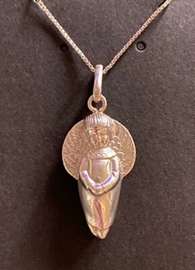 Sterling Silver 925 RM TRUSH Tip Toe Angel Pendant on 18” Box Chain Necklace - Picture 1 of 8
