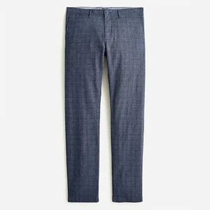NWT J.CREW Men's 484 Slim-Fit Stretch Chinos in Brushed Twill 32x30 - Navy Plaid - Picture 1 of 1