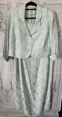 Julian Taylor New York 2-Piece Moss Grn Dress Jacket Plus Size 18 Elegant Dressy - Image 1 of 4