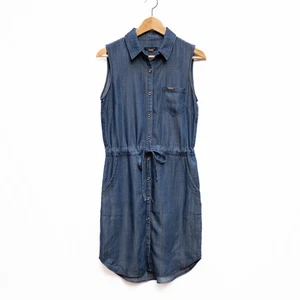Tommy Hilfiger Camisa Vestido Mujer 4 Azul Cambray Denim Sin Mangas Cintura Pecada - Imagen 1 de 5
