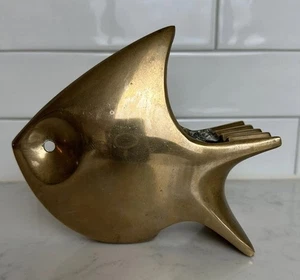Fish Figure Sculpture Ashtray MCM  Bronze Andre Bloc Hollywood Regency - Picture 1 of 10
