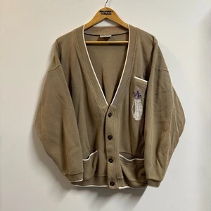 Vintage Moya Collection Golf Cardigan Embroidered Brown XL - Picture 1 of 8