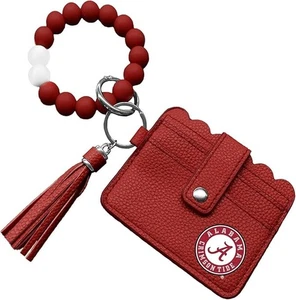 CARTERA PULSERA ALABAMA CARMESÍ MAREA CUENTAS con RANURAS PARA IDENTIFICACIÓN Y TARJETAS Y BORLA - Imagen 1 de 1