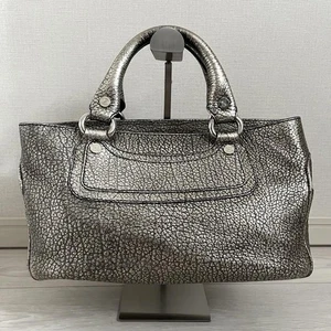 Celine Handtasche Beuteltasche Handtasche Boogie Leder silber echt - Bild 1 von 24