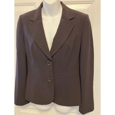女式 Ann Taylor 棕色西装外套 6 码裤子 8P 码裤子 — 第 1/4 张图片