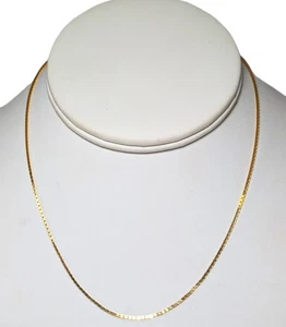 14K Gold Box Chain Necklace, 15'' Long - Picture 1 of 5
