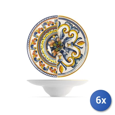 6x Piatto H&H Positano Cm24 Pasta In Stoneware