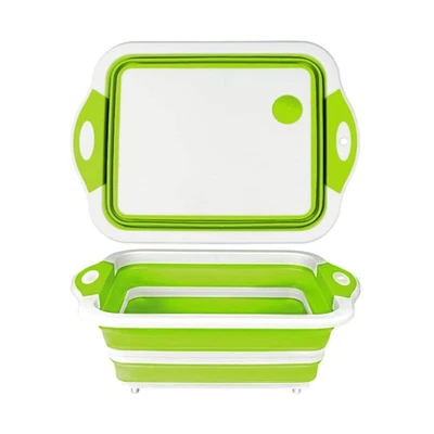 3 in 1 Folding Cutting Chopping Board Sink Drain Basket Washing Up Bowls Drainer - Image 1 of 4