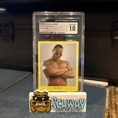1999 Cardinal WWF The Rock Trivia Series 2 PSA 9 MINT WWE Dwayne Johnson  - Image 1 of 2