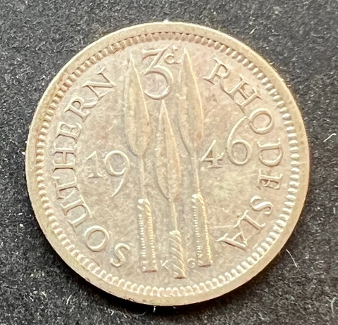Southern Rhodesia 1946 Threepence - Silver - George VI Cover