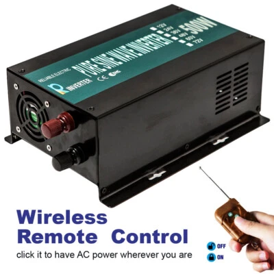 500W Pure Sine Wave Inverter Power 48V to 110V 120V Home System Truck Car Remote - Image 1 of 4