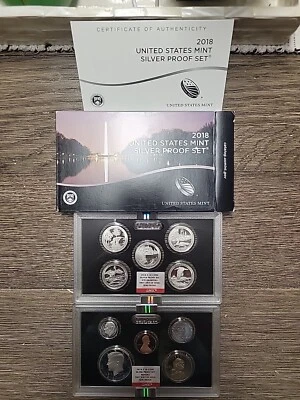 2018  US MInt Silver Proof Set - 10 Coins - With Box And COA NGC GEM PROOF - Image 1 of 2