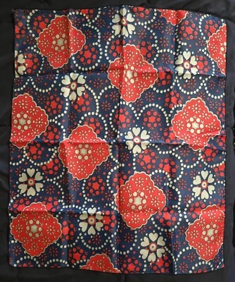 1960s Scarf Silky Polyester MCM Mod 22" x 18.5" Blue Orange White VTG READ - Image 1 of 4