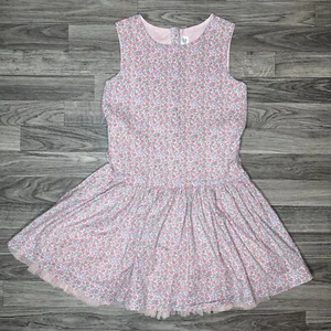 Gap Kids Little Girl's Drop Waist Floral Pink Dress w/ Tulle Slip Size Large - Picture 1 of 9