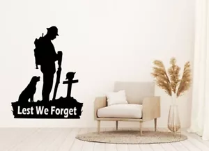 Lest We Forget Remembrance Day Sticker Poppy Soldier Patriotic Decor Vinyl Quote - Picture 1 of 20
