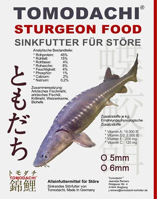Störfutter Sinkfutter Stör Pellets Energiefutter Stör Tomodachi Sturgeon 5mm10kg