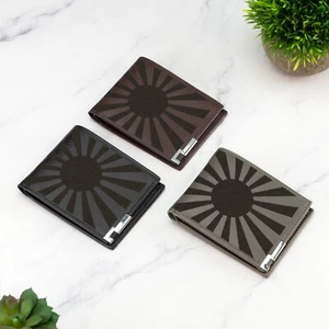 Portafoglio Bandiera Marina Giapponese Pelle Vegan Nero Marrone Grigio Uomo Pelle Regalo - Foto 1 di 8