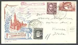 ESPAÑA 1949 - EXP. NACIONAL DE AEROFILATELIA - ZARAGOZA - EDIFIL 1035/36 Y 1063 - Imagen 1 de 2