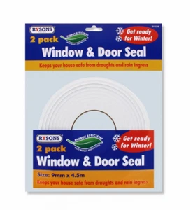 2 Pack Window Door Seal Tape Foam 9mm x 4.5mm House safe Draughts Rain Ingress - Picture 1 of 3