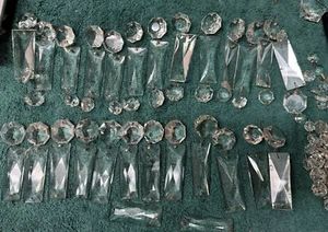 Twenty-seven 27 Antique Assorted Crystal Coffin Prisms, Buttons - Picture 1 of 6