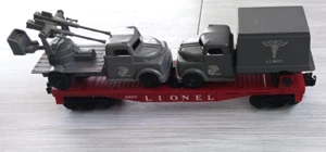 vintage Lionel 6809 USMC Flat Car w/ Anti Aircraft Gun & Medical Truck Loads - Picture 1 of 8