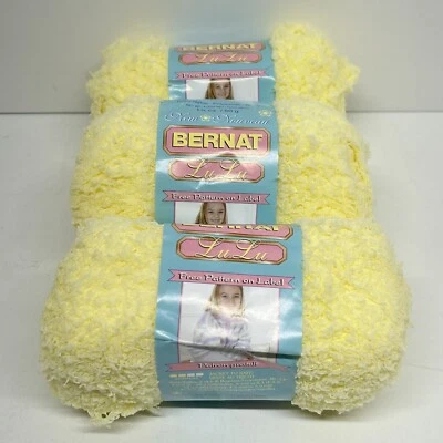 Bernat Lu Lu Yarn - Yo Yo Yellow 36615 Lot 183779 ~ 1.75oz Nylon Skein Lot Of 3 - Image 1 of 4