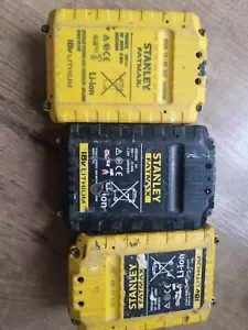3 x Stanley Fatmax FC687L 18v Li-ion 2.0ah Battery & one 1,3ah 4 spare notworkin - Picture 1 of 3