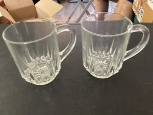 (2) Clear Glass Coffee Mugs - Picture 1 of 5