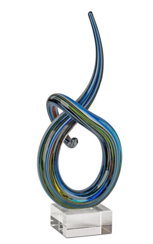 809445 Deko-Objekt aus massivem Farbglas auf klarem Sockel 33cm, handgefertigt - Bild 1 von 1